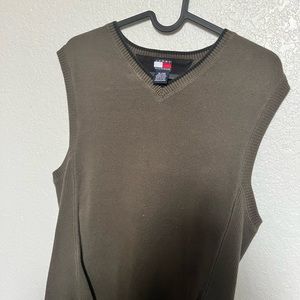 Tommy Hilfiger v-neck army green sweater vest
